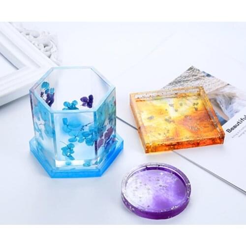 3 Style New Arrival DIY Silicone Coaster Molds Square Epoxy Casting Molds for Resin Concrete Cement Home Decoration