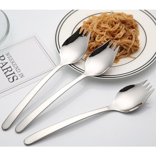 304 stainless steel salad fork spoon dual-purpose fork spoon hotel restaurant supplies wholesale