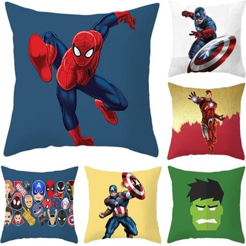 45*45 cm Pillowcase Disney Spiderman,Captain America,hulk,iron Man Pillow Case Cartoon Anime The Avengers Figure Printing