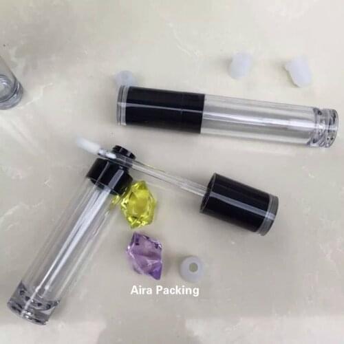 50pcs/lot Empty Lip Gloss Tubes 8ML Round Clear Lipgloss Tube Black Lid Lip Gloss Containers Cosmetic Lipgloss Bottle