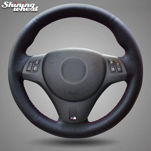 Shining wheat Black Leather Car Steering Wheel Cover for BMW M Sport M3 E90 E91 E92 E93 E87 E81 E82 E88 X1 E84