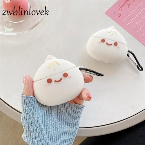 For airpods1 2 case 3d cute cartoon bun headphone case for AirPods pro3 lovely soft headphone silcone protect cover with keyring