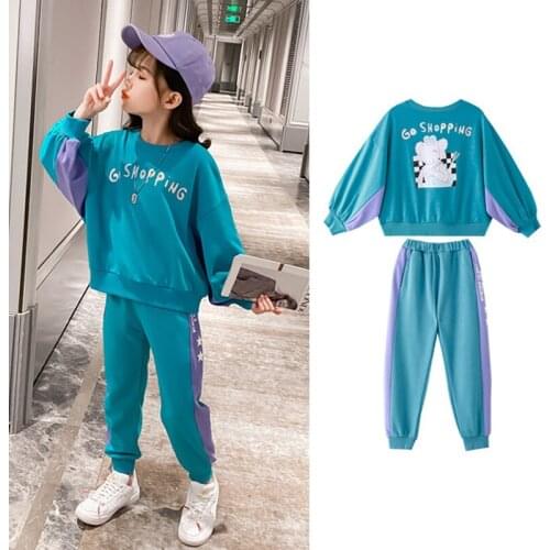 Children clothing suit girls spring 2020 new long sleeve children baby Korean sweatershirt +pants sets girls clothes 10 12 year