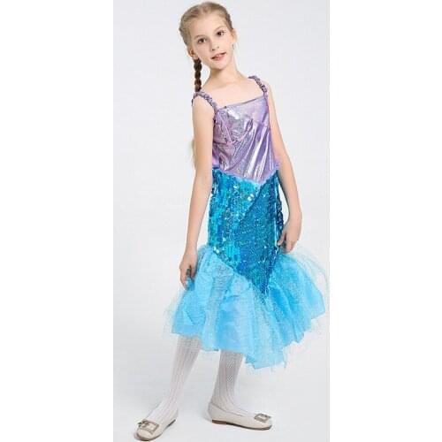 Child Fairy Tale princess Mermaid Costume Girl Halloween Christmas Party Purim Childrens Day Cosplay Fancy Dress