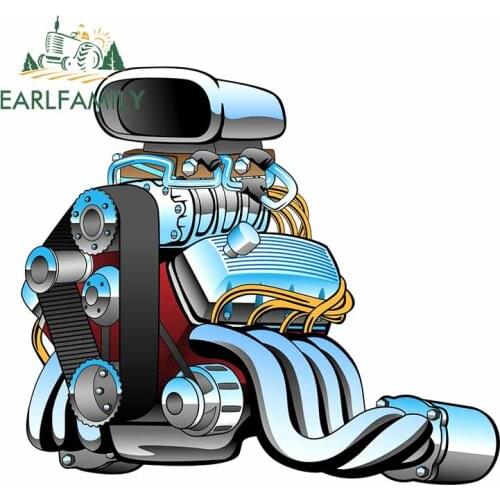 EARLFAMILY 13cm x 11.2cm For Cartoon Hot Rod Car Stickers Cartoon Decal Car Accessories Waterproof Graffiti Decoration