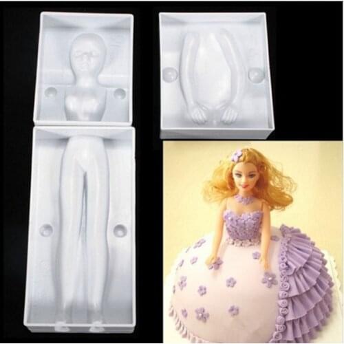 Fondant Cake Tool 6 Pieces 3 Parts Woman Body Model Stereo Art Cake Plastic Injection Mold