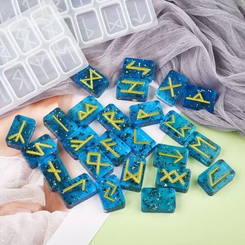 2pcs/Set Silicone Mold Runes Character Resin Molds For DIY Epoxy UV Crafts Pendants Keychain Resin Jewelry Making Jewelry Tools