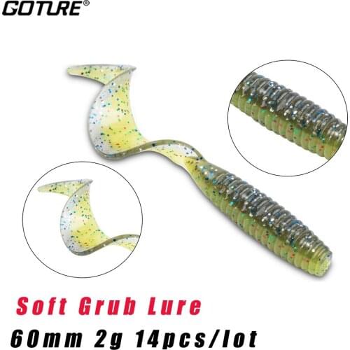 Goture 14pcs/lot Soft Grub Lure 60mm 2g Wormbait Soft Fishing Lure Professional Quality Silicone Soft Bait Wobblers for Carp