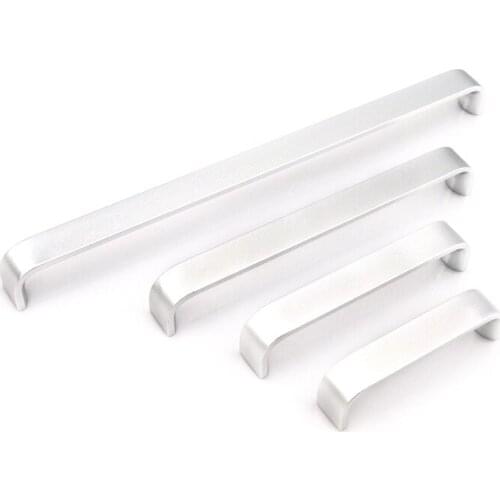HJY Sand Silver Furniture Handle Wardrobe Door Pulls Drawer Cabinet Alumiunal Profile Handles Hole Distance 300/128mm C25010