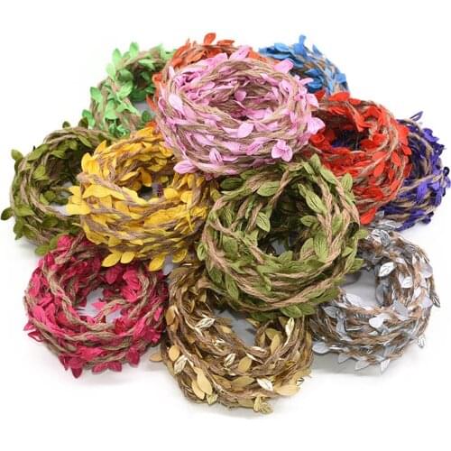 2M Simulation Green Leaves Weaving Wax rope Hemp Rope DIY Wedding Birthday Wedding Decoration Rattan Gift Bouquet Packaging Rope