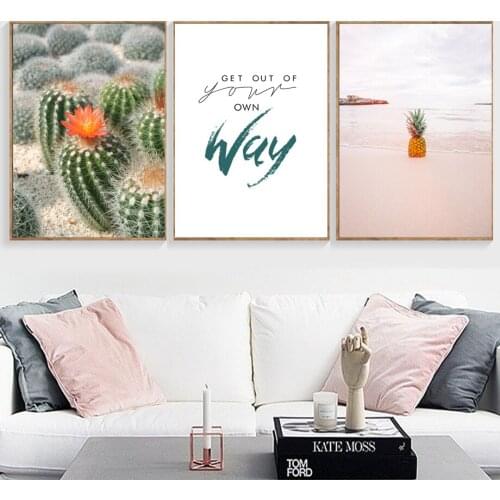 Cactus Flower Pineapple Quotes Posters and Prints Wall Art Canvas Painting Nordic Scandinavian Pictures for Living Room Decor