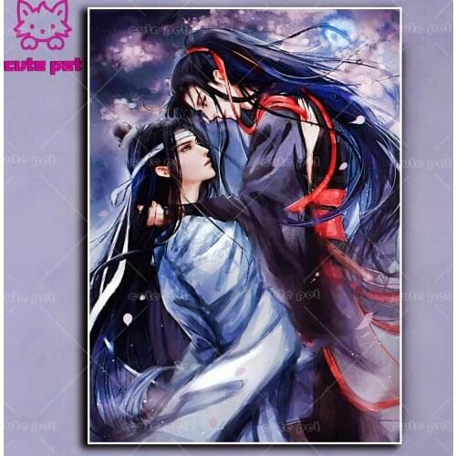 Full Drill Square 5d Diy Diamond Painting Mo Dao Zu Shi Figure Wei Wuxian Lan Wangji Cross Stitch Kits Diamond Mosaic Embroidery