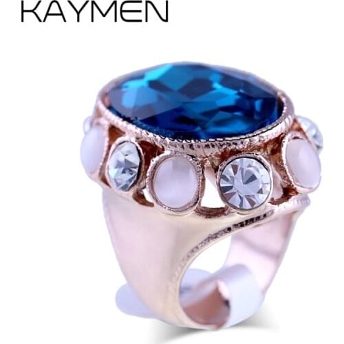 Kaymen Personality Statement Ring for Women Wedding Engagement, Oval Shape Crystal AAA CZ Fashion Ring Girls Jewelry Bijoux 272