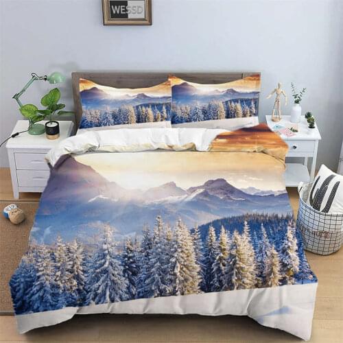 Snow Mountain 3D Landscape Duvet Cover Set Nordic Bed Cover For Children Twin Queen King Size Euro Bedding Set Soft Bedspread