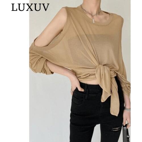 LUXUV Womens Shirts Shorts Sets T-shirt Sweatshirt Oversize Tees Loose Soft Jackets Teenage Office Lady Clothing Harajuku