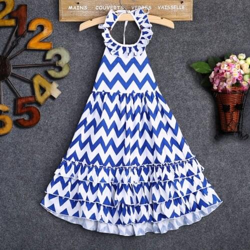 Summer Boho Dress For Kids Girls Cute Newborn Baby Girls Short Sleeve Dress Princess Party Maxi Long Dresses Striped 3-10Y