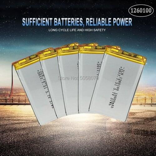 5pcs 3.7V 10000mAh Lipo Battery 1260100 Rechargeable Tablet Dvd Backup li-ion Li-Po Lithium Li-polymer Replacement Battery