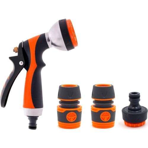 Metal 7 Pattern Garden Water Gun Set for Lawn Garden Sprayer Rubber Gun Grips