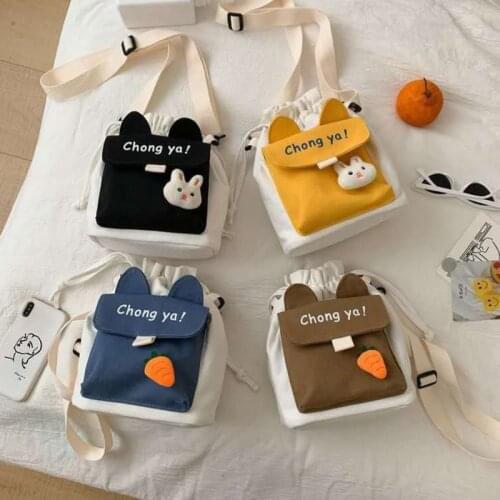 Canvas Small Bag Female Messenger Bag Lovely Student Literature And Art One Shoulder Mobile Phone Bag Chest Bag Mini Bag