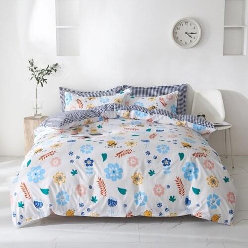 Cute Flower Cartoon Pastoral Comforter Bedding Set Double Sided King Queen Full Single Size Bed Duvet Cover Sheet Pillowcase