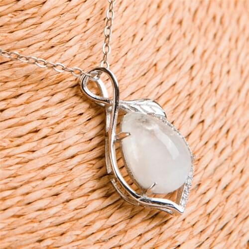 Natural Moonstone Blue Light Gems Stone Silver Woman Lady Pendant 12*10*6mm AAA