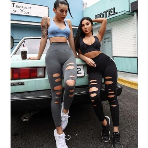 Mermaid Curve High Waist Slim Women Yoga Tight Pants Squat Won't Drop The Crotch Fitness Leggings Stylish Hole Yoga Leggings