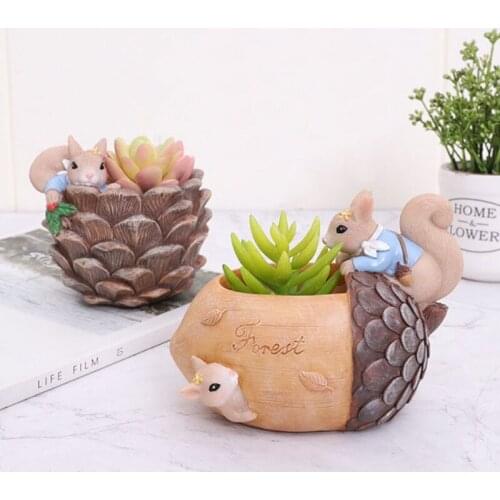 Cartoon Squirrel Animal Succulent Flower Pot Creative Home Gardening Plants Flowerpot Potted Flowerpots Ornament Home Decoration