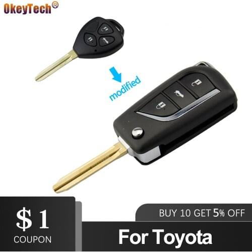 OkeyTech 2/3 Button Flip Folding Remote Key Shell Key Case Toy43 for Toyota Levin Camry Reiz voor Highlander Corolla Accessories