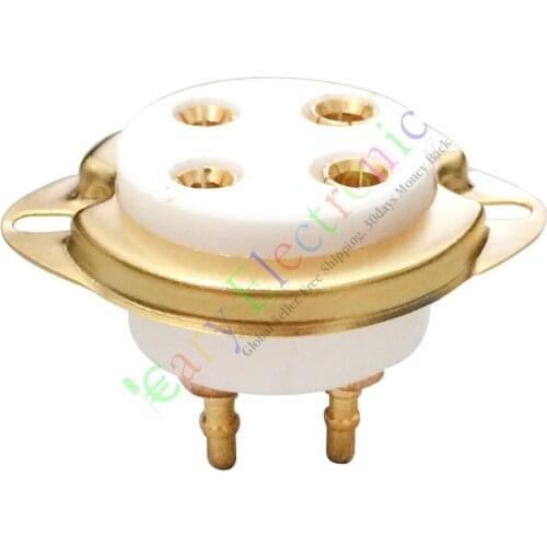 Wholesale and retail 20pc 4pin Gold Ceramic vacuum Tube Valve Sockets For 300B 2A3 801 274A radio amp free shipping