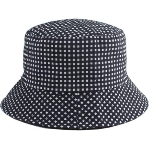 Fashion Brand Design Bucket Hat Reversible Check Plaid Print Fisherman Hats For Women Men Fishing Hip Hop Cap