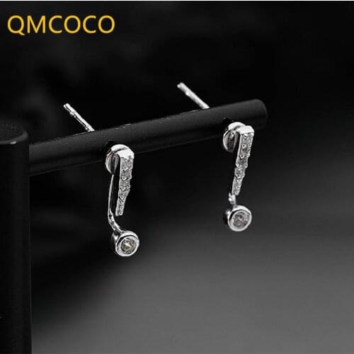 QMCOCO Japan-Korea New Style Asymmetrical Earstud Female 925 Silver 2021Trend Simple Earstud Design Woman Personality Party Gift