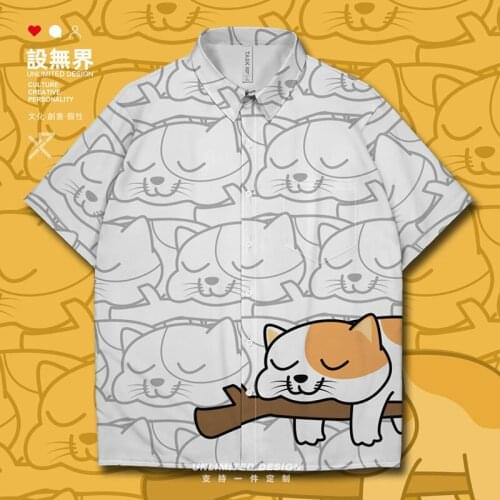 Pet British short tailed cat Canadian Hairless orange cat cartoon cat Short-Sleeved shirt clothing Short Sleeve Clothes Summer