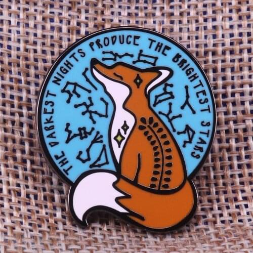 The darkest nights produce the brightest stars brooch pin felt night sky, shooting star, meteor