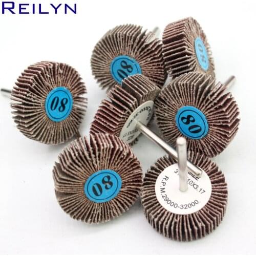 80# 3.17mmsand paper wheel spindle mop peeling bits mounted flap wheel bits mops-wheel spindle grinding block polishing bits