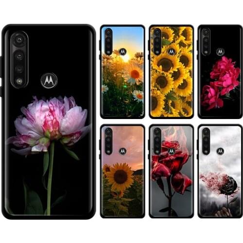 Sunflower Peony Flower for Moto G8 G9 Play E7 Plus Power Lite One Fusion E6s Edge G Stylus Phone Case Silicone Shell Coque