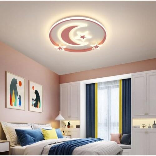 Modern Decoration LED Ceiling Lights For Children Kids Room Bedroom Blue&Pink Ceiling Lamp With Remote Control Lighting Fixtures