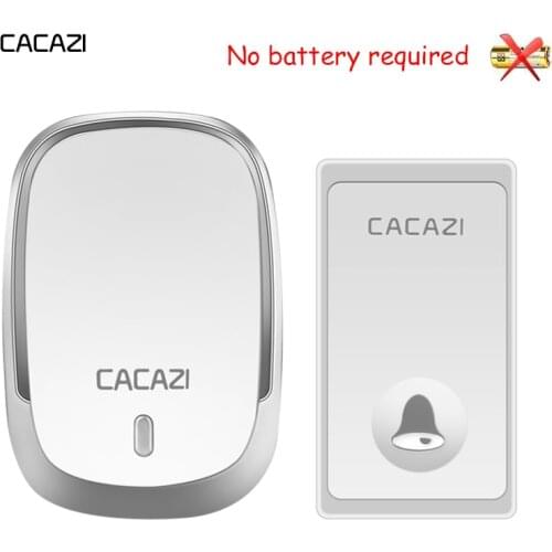 CACAZI Self-Powered Waterproof Wireless Doorbell No Battery LED Light Home Cordless Bell EU Plug 36 Chimes 1 Button 1 2 Receiver