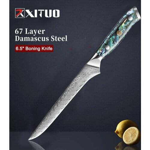 XITUO 6.5 Inch Boning Knife Japanese Damascus Steel Kitchen Knife High Quality Fish Fillet Utility Knives Chef Cooking Filleting