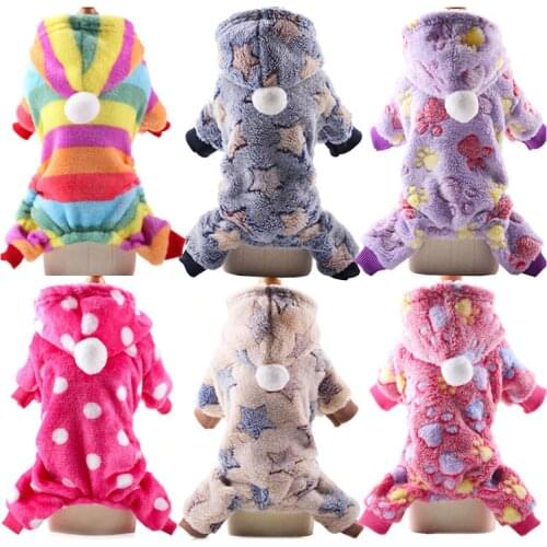 XS-2XL Soft Fleece Dog Jumpsuit Winter Warm Dog Clothes Small Puppy Coat Pet Outfits Dog Hoodie Pets Clothing for Yorkie Pug