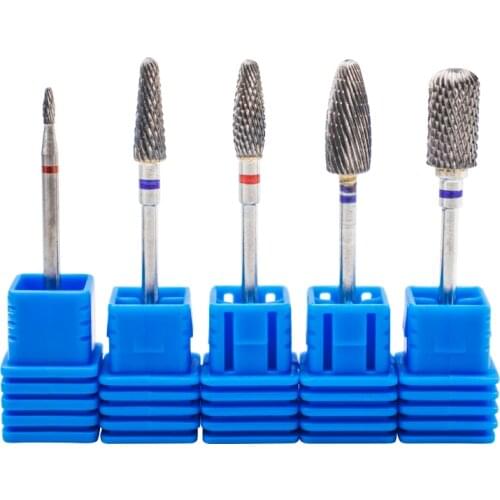 1Pc Tungsten Carbide Drill Bit Flame Cutters Tungsten Alloy Nail Drill Bit Silver Welded for Nail Beauty Files Pro Tools 5 Types