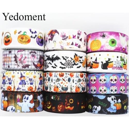 10 Yards 1'' 25MM Halloween Printed Grosgrain Ribbons For Hair Bows/ Gift Packaging DIY Handmade Materials Y19072302
