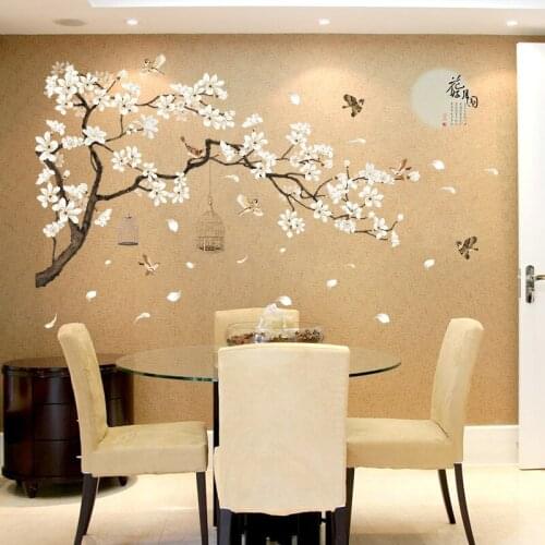 187*128cm Big Size Tree Wall Stickers Birds Flower Home Decor Wallpapers for Living Room Bedroom DIY Vinyl Rooms Decoration New
