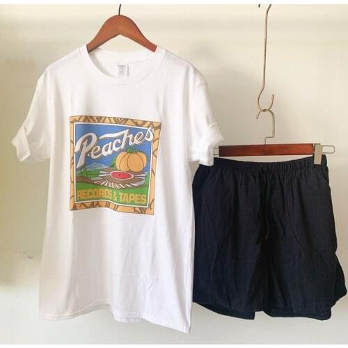 2pcs Womens Pajamas Cotton T shirt Black White Short Sleeve Pajamas Set For Lady Home Service Suit Casual Loose Pajamas Femme