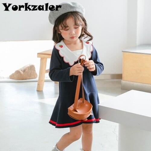 200 Kids Girls Long Sleeve Fashion Dress Blue Color Fashion Toddler Girl Princess Dress Clothes Children Autumn Dress Drop Ship