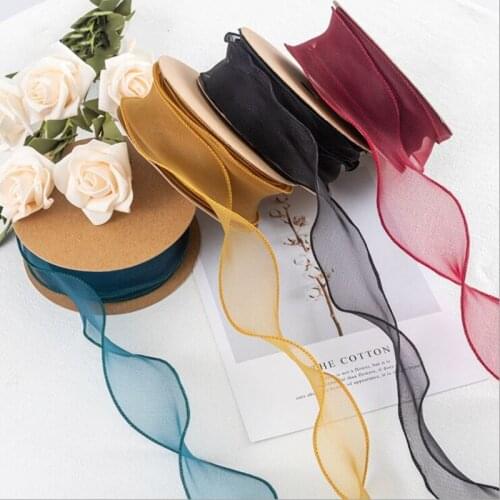 4cm wide different colorful ribbon Wave Silk Organza ribbon Bow material for hair ornament gift wrapping decoration lace ribbons