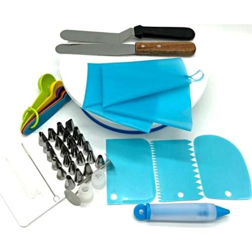 41Pcs Premium Baking Tools Set Cake Rotating Cake Stand Decorating Tools Set Kit Bags Tips Pastry Bag Nozzles Baking Supplies