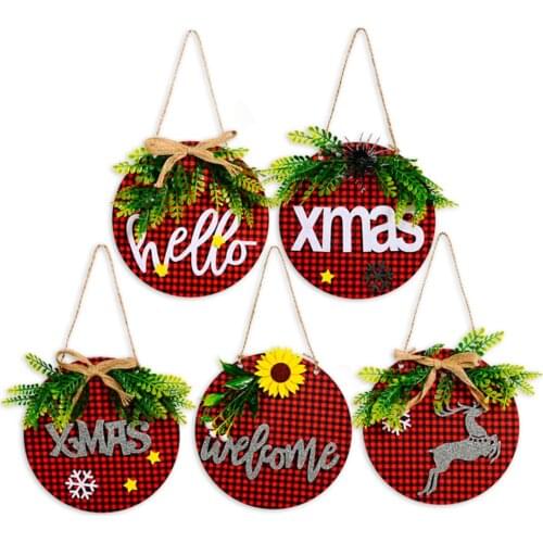 5pcs Welcome Sign Pendant Hanging Ornament Door Deocration Durable Home Craft Christmas Tree Decor