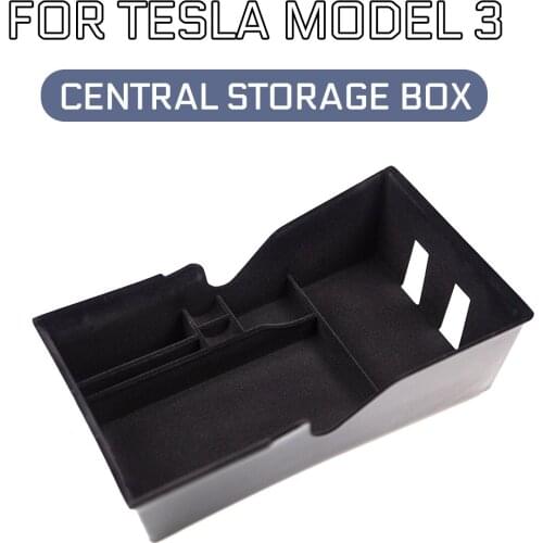 Car Central Storage Box Interior Accessories Stowing Tidying Center Console Flocking Organizer for Tesla Model 3 2017 2018 2019
