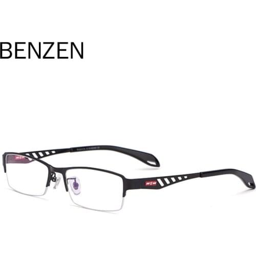 BENZEN Alloy Men Glasses Frame Ultralight Square Myopia Prescription Eyeglasses Male Half Frame Optical Frame Women 5258