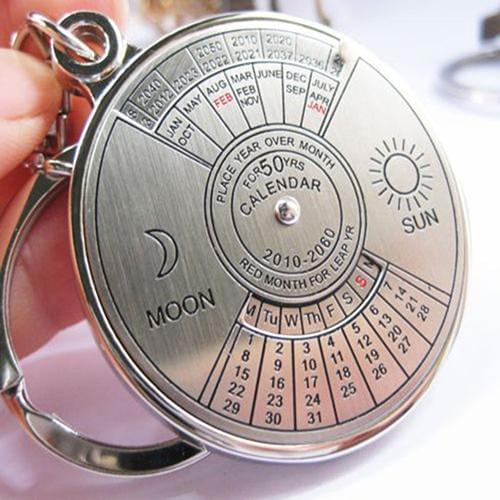 50 Years Perpetual Calendar chaveiro para carro Keyring Keychain Silver Alloy Key Chain Ring Keyfob
